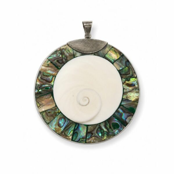 Pendentif Nacre Abalone & Œil de Sainte-Lucie