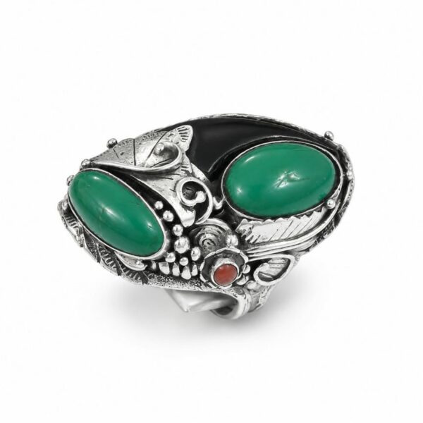 Bague Navajo Turquoise & Corail
