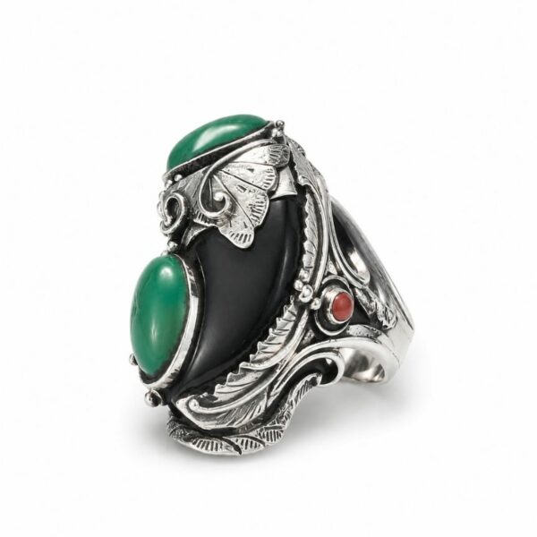 Bague Navajo Turquoise & Corail