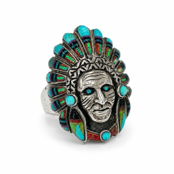 Bague Navajo Turquoise, Opale & Corail