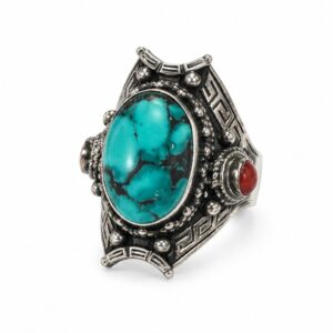 bague tibétaine turquoise argent