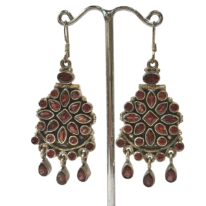 boucles oreilles grenat argent